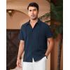 Alimens & Gentle Mens Cuban Guayabera Shirts Short Sleeve Button Down Shirts for Men Summer Beach Wedding(Navy Blue)