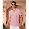 Alimens & Gentle Mens Cuban Guayabera Shirts Short Sleeve Button Down Shirts for Men Summer Beach Wedding(Pink)