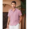 Alimens & Gentle Mens Cuban Guayabera Shirts Short Sleeve Button Down Shirts for Men Summer Beach Wedding(Pink Purple)