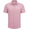 Alimens & Gentle Mens Cuban Guayabera Shirts Short Sleeve Button Down Shirts for Men Summer Beach Wedding(Pink Purple)