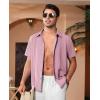 Alimens & Gentle Mens Cuban Guayabera Shirts Short Sleeve Button Down Shirts for Men Summer Beach Wedding(Pink Purple)
