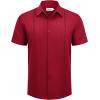 Alimens & Gentle Mens Cuban Guayabera Shirts Short Sleeve Button Down Shirts for Men Summer Beach Wedding(Red)