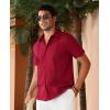 Alimens & Gentle Mens Cuban Guayabera Shirts Short Sleeve Button Down Shirts for Men Summer Beach Wedding(Red)