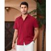 Alimens & Gentle Mens Cuban Guayabera Shirts Short Sleeve Button Down Shirts for Men Summer Beach Wedding(Red)