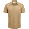 Alimens & Gentle Mens Cuban Guayabera Shirts Short Sleeve Button Down Shirts for Men Summer Beach Wedding(Tan)