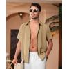 Alimens & Gentle Mens Cuban Guayabera Shirts Short Sleeve Button Down Shirts for Men Summer Beach Wedding(Tan)