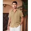 Alimens & Gentle Mens Cuban Guayabera Shirts Short Sleeve Button Down Shirts for Men Summer Beach Wedding(Tan)