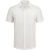 Alimens & Gentle Mens Cuban Guayabera Shirts Short Sleeve Button Down Shirts for Men Summer Beach Wedding(White)