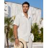 Alimens & Gentle Mens Cuban Guayabera Shirts Short Sleeve Button Down Shirts for Men Summer Beach Wedding(White)