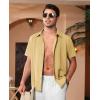 Alimens & Gentle Mens Cuban Guayabera Shirts Short Sleeve Button Down Shirts for Men Summer Beach Wedding(Yellow)