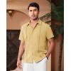Alimens & Gentle Mens Cuban Guayabera Shirts Short Sleeve Button Down Shirts for Men Summer Beach Wedding(Yellow)