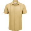 Alimens & Gentle Mens Cuban Guayabera Shirts Short Sleeve Button Down Shirts for Men Summer Beach Wedding(Yellow)