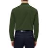 Alimens & Gentle Mens Dress Shirts 4-Way Stretch Long Sleeve Collared Casual Solid Wedding Dating Button Down Shirt(Army Green)
