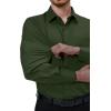 Alimens & Gentle Mens Dress Shirts 4-Way Stretch Long Sleeve Collared Casual Solid Wedding Dating Button Down Shirt(Army Green)
