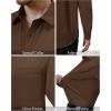 Alimens & Gentle Mens Dress Shirts 4-Way Stretch Long Sleeve Collared Casual Solid Wedding Dating Button Down Shirt(Brown)