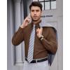 Alimens & Gentle Mens Dress Shirts 4-Way Stretch Long Sleeve Collared Casual Solid Wedding Dating Button Down Shirt(Brown)