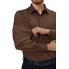 Alimens & Gentle Mens Dress Shirts 4-Way Stretch Long Sleeve Collared Casual Solid Wedding Dating Button Down Shirt(Brown)