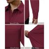 Alimens & Gentle Mens Dress Shirts 4-Way Stretch Long Sleeve Collared Casual Solid Wedding Dating Button Down Shirt(Burgundy)
