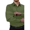 Alimens & Gentle Mens Dress Shirts 4-Way Stretch Long Sleeve Collared Casual Solid Wedding Dating Button Down Shirt(Olive Green)