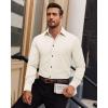 Alimens & Gentle Mens Dress Shirts Long Sleeve 4 Way Stretch Solid Collared Button Down Shirt Regular Fit Formal Business(Beige)