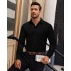 Alimens & Gentle Mens Dress Shirts Long Sleeve 4 Way Stretch Solid Collared Button Down Shirt Regular Fit Formal Business(Black)