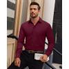 Alimens & Gentle Mens Dress Shirts Long Sleeve 4 Way Stretch Solid Collared Button Down Shirt Regular Fit Formal Business(Burgundy)