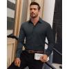 Alimens & Gentle Mens Dress Shirts Long Sleeve 4 Way Stretch Solid Collared Button Down Shirt Regular Fit Formal Business(Dark Grey)