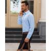 Alimens & Gentle Mens Dress Shirts Long Sleeve 4 Way Stretch Solid Collared Button Down Shirt Regular Fit Formal Business(Light Blue)