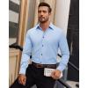 Alimens & Gentle Mens Dress Shirts Long Sleeve 4 Way Stretch Solid Collared Button Down Shirt Regular Fit Formal Business(Light Blue)