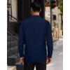 Alimens & Gentle Mens Dress Shirts Long Sleeve 4 Way Stretch Solid Collared Button Down Shirt Regular Fit Formal Business(Navy Blue)
