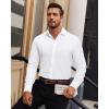 Alimens & Gentle Mens Dress Shirts Long Sleeve 4 Way Stretch Solid Collared Button Down Shirt Regular Fit Formal Business(White)
