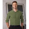 Alimens & Gentle Mens Dress Shirts Long Sleeve Button Down Shirt Men Wrinkle Free Contrast Collar Shirts(Army Green)