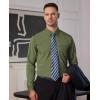 Alimens & Gentle Mens Dress Shirts Long Sleeve Button Down Shirt Men Wrinkle Free Contrast Collar Shirts(Army Green)