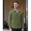 Alimens & Gentle Mens Dress Shirts Long Sleeve Button Down Shirt Men Wrinkle Free Contrast Collar Shirts(Army Green)