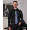 Alimens & Gentle Mens Dress Shirts Long Sleeve Button Down Shirt Men Wrinkle Free Contrast Collar Shirts(Black)