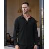 Alimens & Gentle Mens Dress Shirts Long Sleeve Button Down Shirt Men Wrinkle Free Contrast Collar Shirts(Black-red Polka Dots)