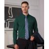 Alimens & Gentle Mens Dress Shirts Long Sleeve Button Down Shirt Men Wrinkle Free Contrast Collar Shirts(Dark Green)