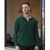 Alimens & Gentle Mens Dress Shirts Long Sleeve Button Down Shirt Men Wrinkle Free Contrast Collar Shirts(Dark Green)