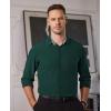Alimens & Gentle Mens Dress Shirts Long Sleeve Button Down Shirt Men Wrinkle Free Contrast Collar Shirts(Dark Green)