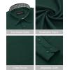 Alimens & Gentle Mens Dress Shirts Long Sleeve Button Down Shirt Men Wrinkle Free Contrast Collar Shirts(Dark Green)