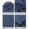 Alimens & Gentle Mens Dress Shirts Long Sleeve Button Down Shirt Men Wrinkle Free Contrast Collar Shirts(Denim Blue)