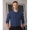 Alimens & Gentle Mens Dress Shirts Long Sleeve Button Down Shirt Men Wrinkle Free Contrast Collar Shirts(Denim Blue)