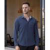 Alimens & Gentle Mens Dress Shirts Long Sleeve Button Down Shirt Men Wrinkle Free Contrast Collar Shirts(Denim Blue)