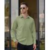 Alimens & Gentle Mens Dress Shirts Long Sleeve Button Down Shirt Men Wrinkle Free Contrast Collar Shirts(Green)