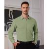 Alimens & Gentle Mens Dress Shirts Long Sleeve Button Down Shirt Men Wrinkle Free Contrast Collar Shirts(Green)