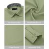 Alimens & Gentle Mens Dress Shirts Long Sleeve Button Down Shirt Men Wrinkle Free Contrast Collar Shirts(Green)