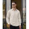 Alimens & Gentle Mens Dress Shirts Long Sleeve Button Down Shirt Men Wrinkle Free Contrast Collar Shirts(Ivory Purple)