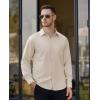 Alimens & Gentle Mens Dress Shirts Long Sleeve Button Down Shirt Men Wrinkle Free Contrast Collar Shirts(Khaki)