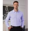 Alimens & Gentle Mens Dress Shirts Long Sleeve Button Down Shirt Men Wrinkle Free Contrast Collar Shirts(Lavender)