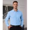 Alimens & Gentle Mens Dress Shirts Long Sleeve Button Down Shirt Men Wrinkle Free Contrast Collar Shirts(Light Blue)
